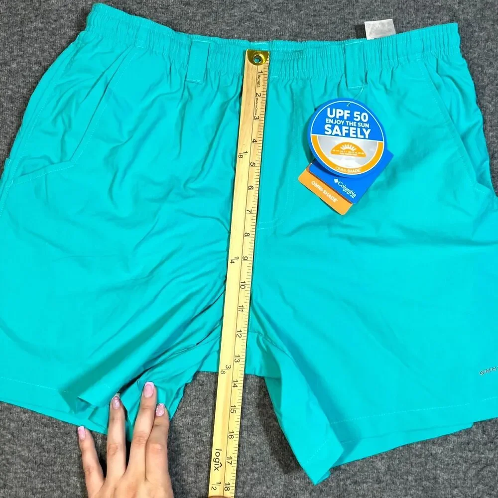 Columbia PFG Swim Trunks Mens M Teal Omni Shade Backcast III Water Short NEW